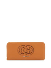 GUESS 1 USCITA Guess Calebra Slg Large Zip Around Portafoglio Donna Cognac - Marrone Cognac